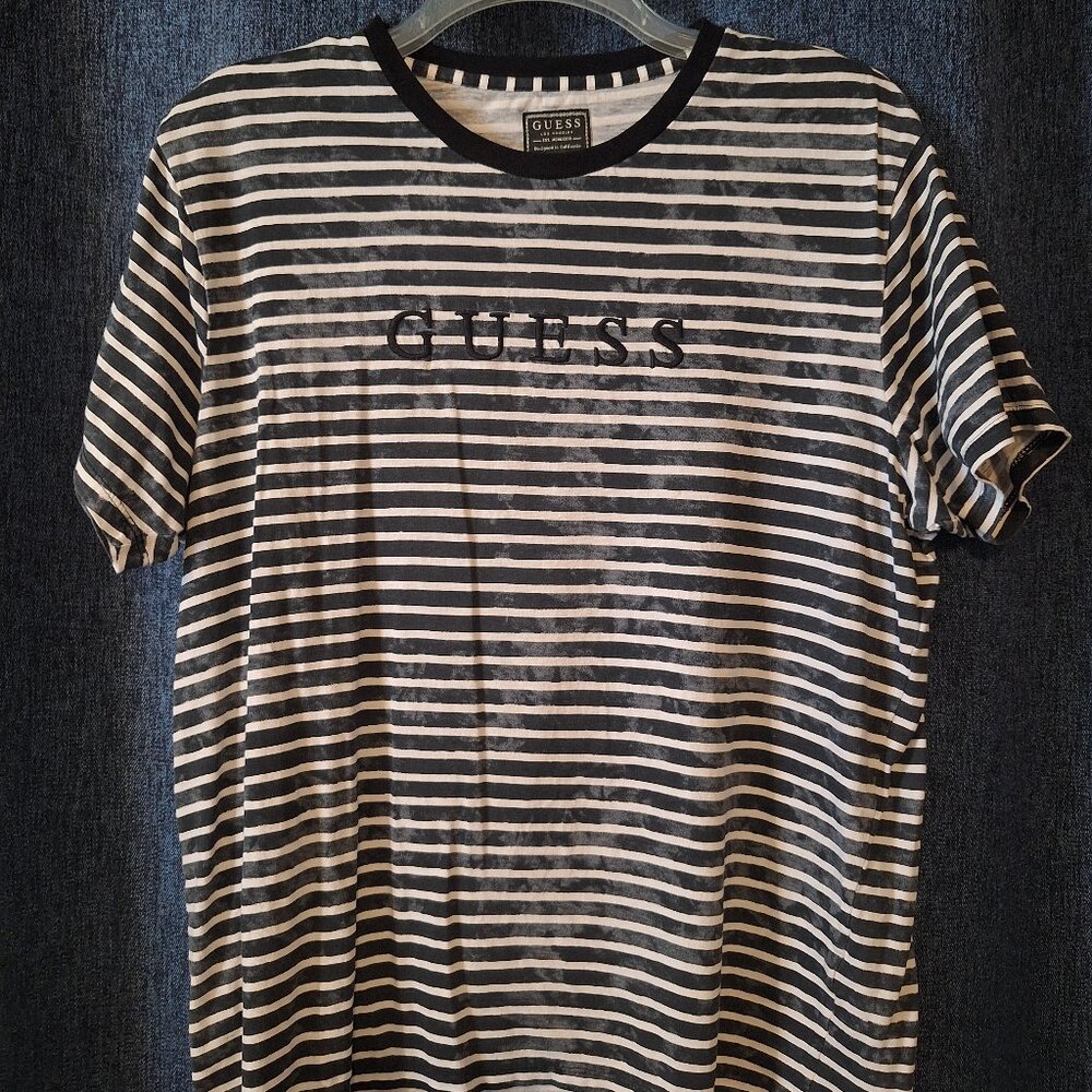 Guess Black & White Striped T-Shirt